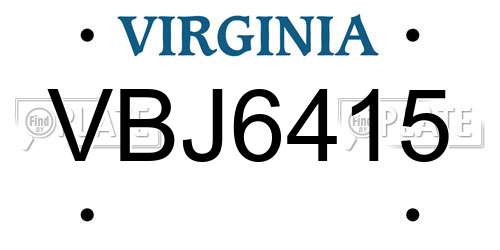 VBJ6415 Virginia License Plate