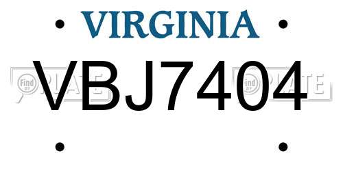 VBJ7404 Virginia License Plate