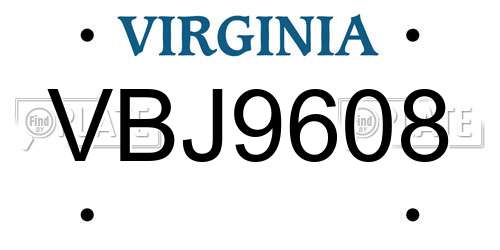 VBJ9608 Virginia License Plate