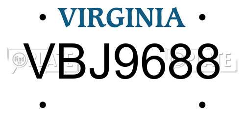 VBJ9688 Virginia License Plate