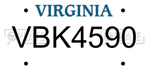 VBK4590 Virginia License Plate