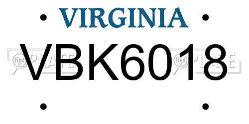 VBK6018 Virginia License Plate