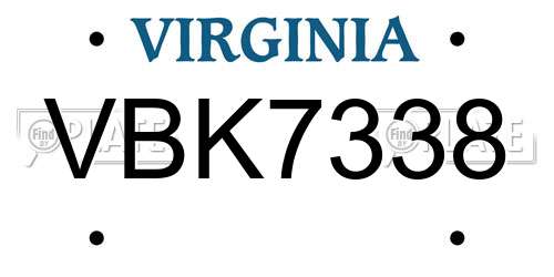 VBK7338 Virginia License Plate