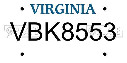 VBK8553 Virginia License Plate