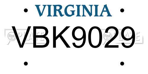 VBK9029 Virginia License Plate