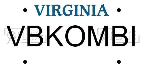 VBKOMBI Virginia License Plate