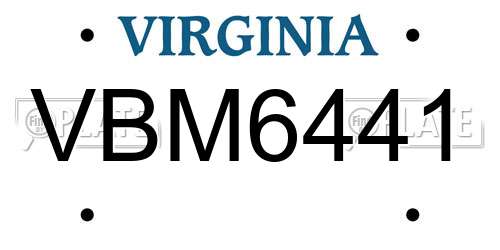 VBM6441 Virginia License Plate