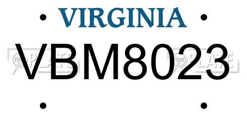 VBM8023 Virginia License Plate