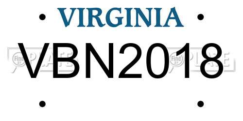 VBN2018 Virginia License Plate