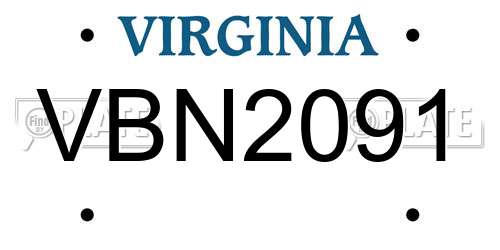 VBN2091 Virginia License Plate