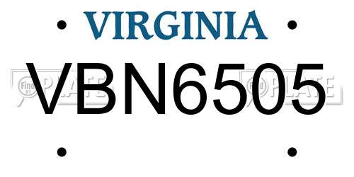 VBN6505 Virginia License Plate