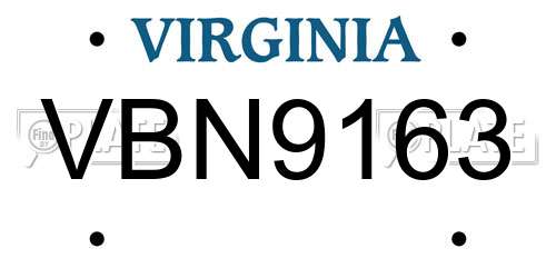VBN9163 Virginia License Plate