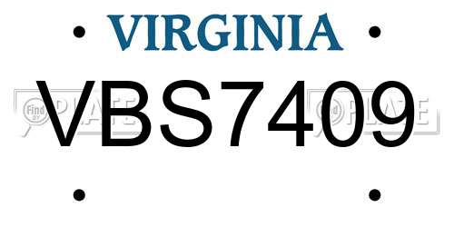 VBS7409 Virginia License Plate
