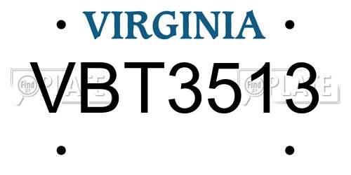 VBT3513 Virginia License Plate