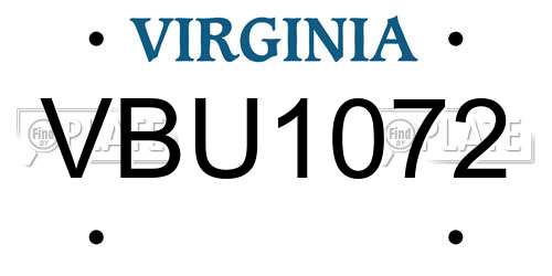 VBU1072 Virginia License Plate