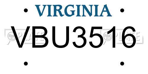 VBU3516 Virginia License Plate