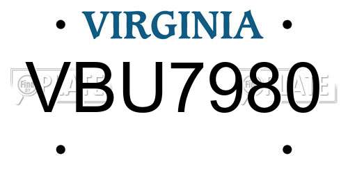 VBU7980 Virginia License Plate