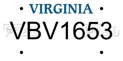VBV1653 Virginia License Plate