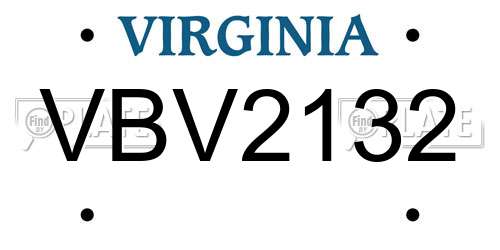 VBV2132 Virginia License Plate