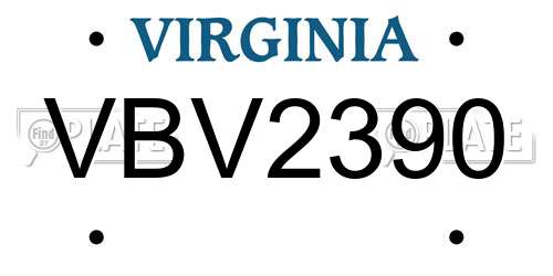 VBV2390 Virginia License Plate
