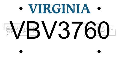VBV3760 Virginia License Plate