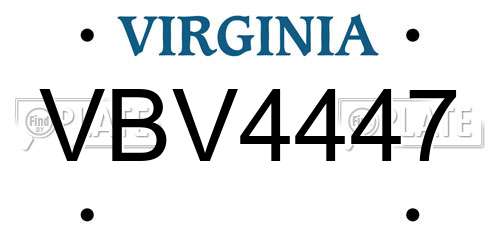 VBV4447 Virginia License Plate