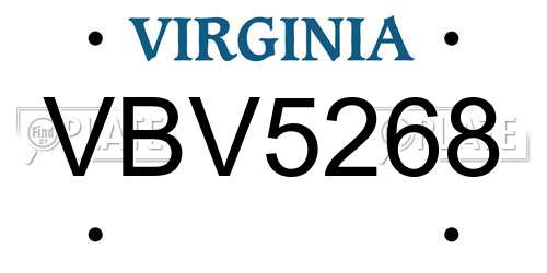 VBV5268 Virginia License Plate