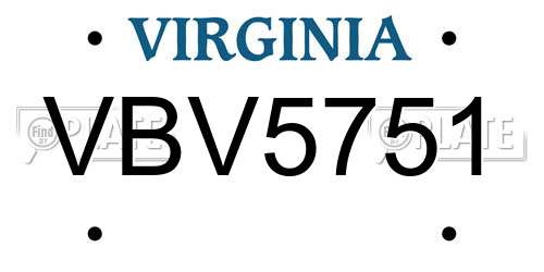 VBV5751 Virginia License Plate