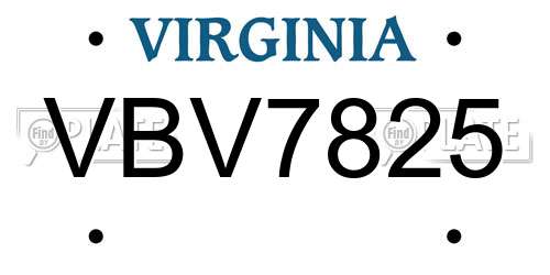 VBV7825 Virginia License Plate