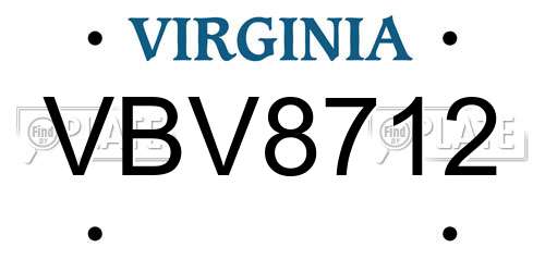 VBV8712 Virginia License Plate