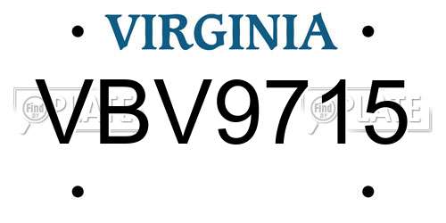 VBV9715 Virginia License Plate