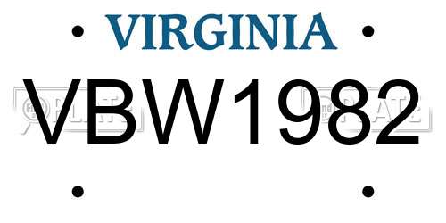 VBW1982 Virginia License Plate