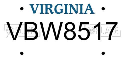 VBW8517 Virginia License Plate