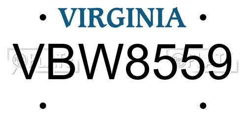 VBW8559 Virginia License Plate