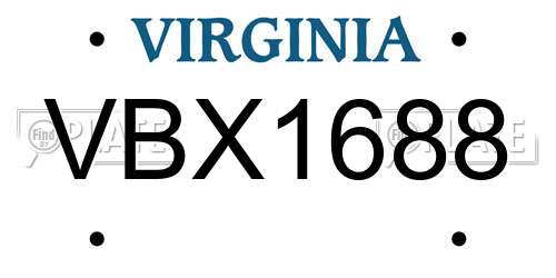 VBX1688 Virginia License Plate