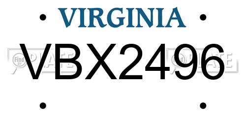 VBX2496 Virginia License Plate