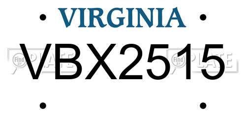 VBX2515 Virginia License Plate