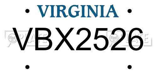 VBX2526 Virginia License Plate