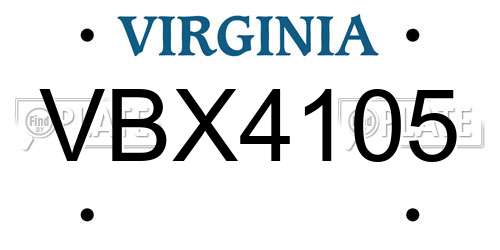 VBX4105 Virginia License Plate