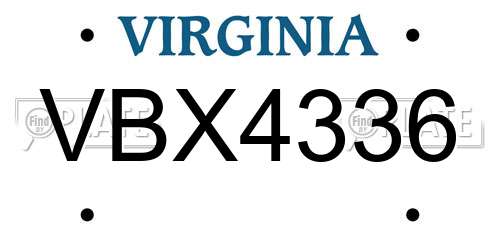 VBX4336 Virginia License Plate