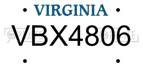 VBX4806 Virginia License Plate