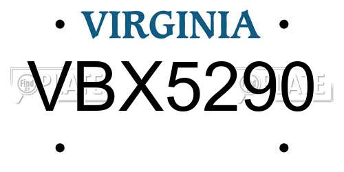 VBX5290 Virginia License Plate