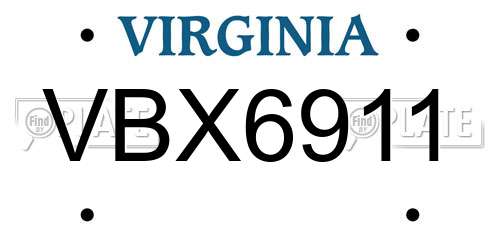 VBX6911 Virginia License Plate