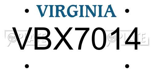 VBX7014 Virginia License Plate