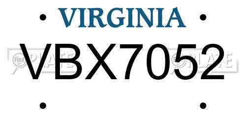 VBX7052 Virginia License Plate
