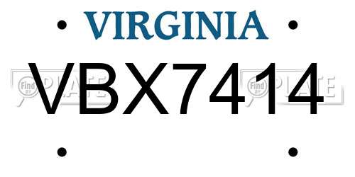 VBX7414 Virginia License Plate