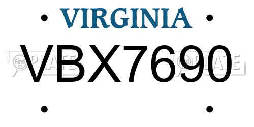 VBX7690 Virginia License Plate