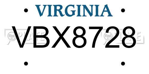 VBX8728 Virginia License Plate