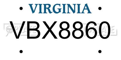 VBX8860 Virginia License Plate