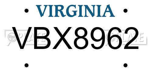 VBX8962 Virginia License Plate